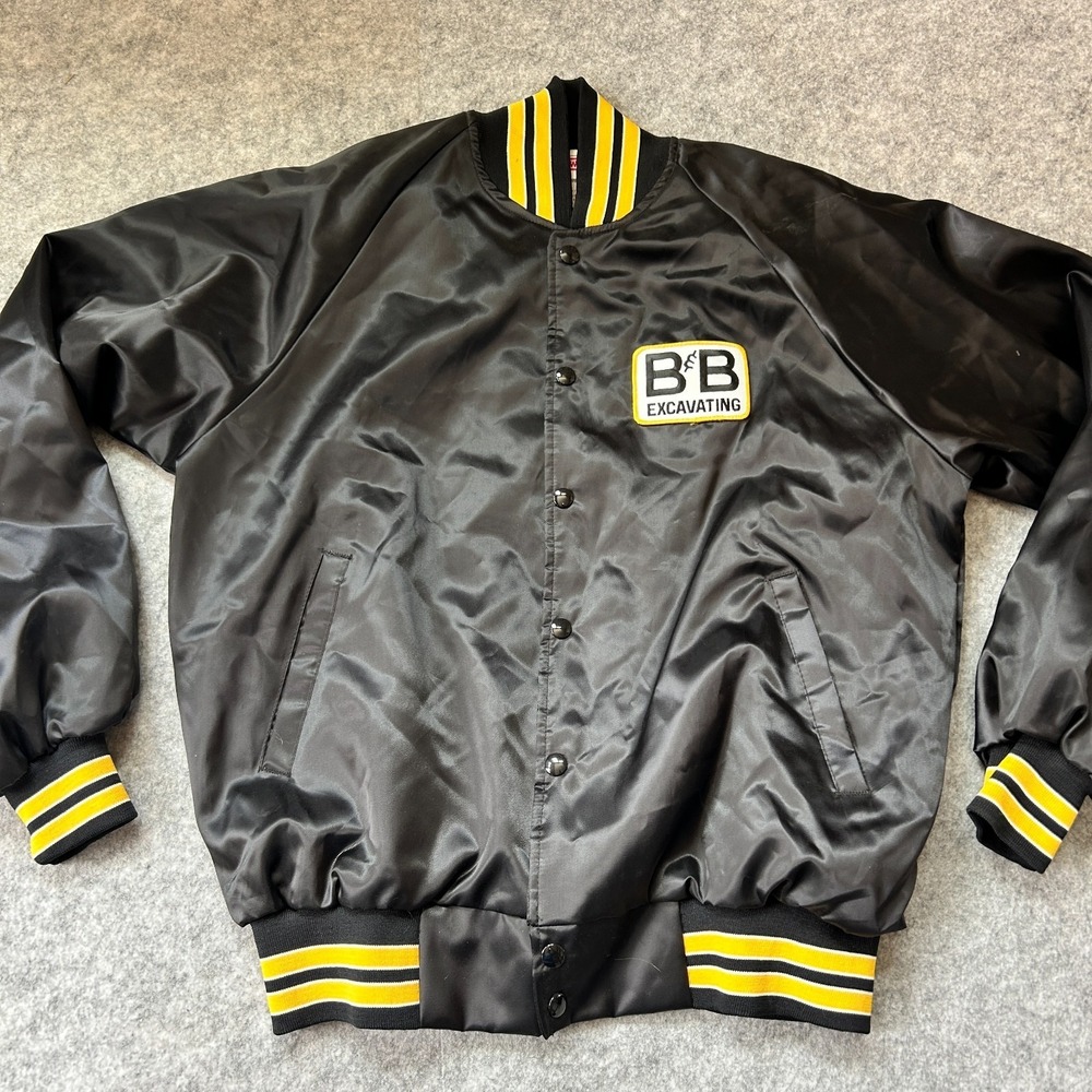 Vintage B&B Excavating Jacket Black Sz Large - Hartwell - SEE PHOTOS